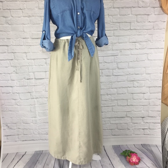 Eddie Bauer Dresses & Skirts - Eddie Bauer long beige linen size 6 skirt